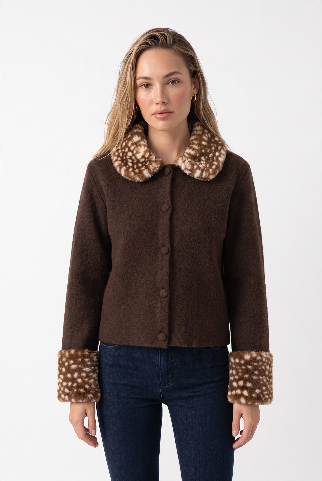 Celine Deer Print Fur Jacket Top