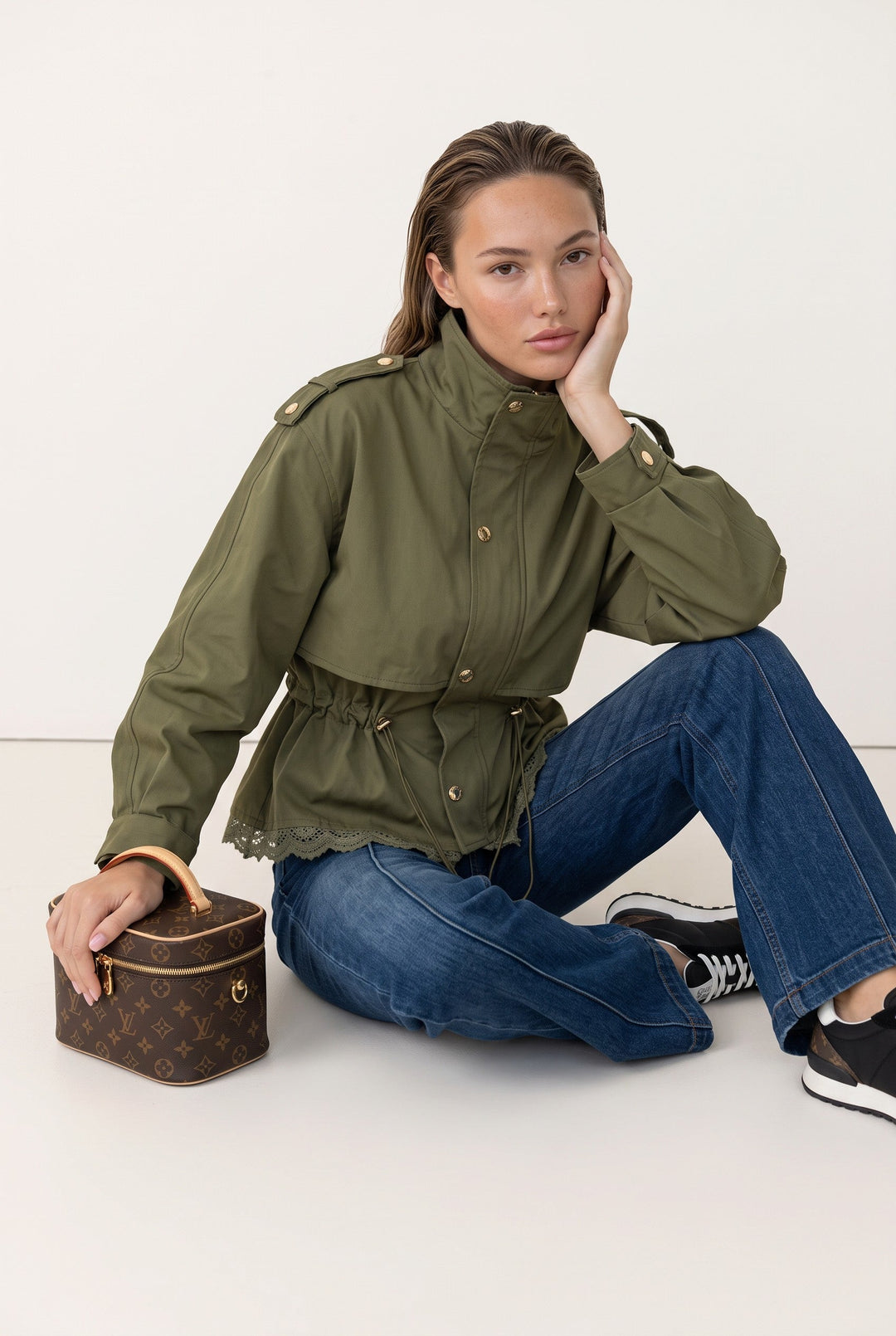 Elara Lace-Trim Utility Jacket