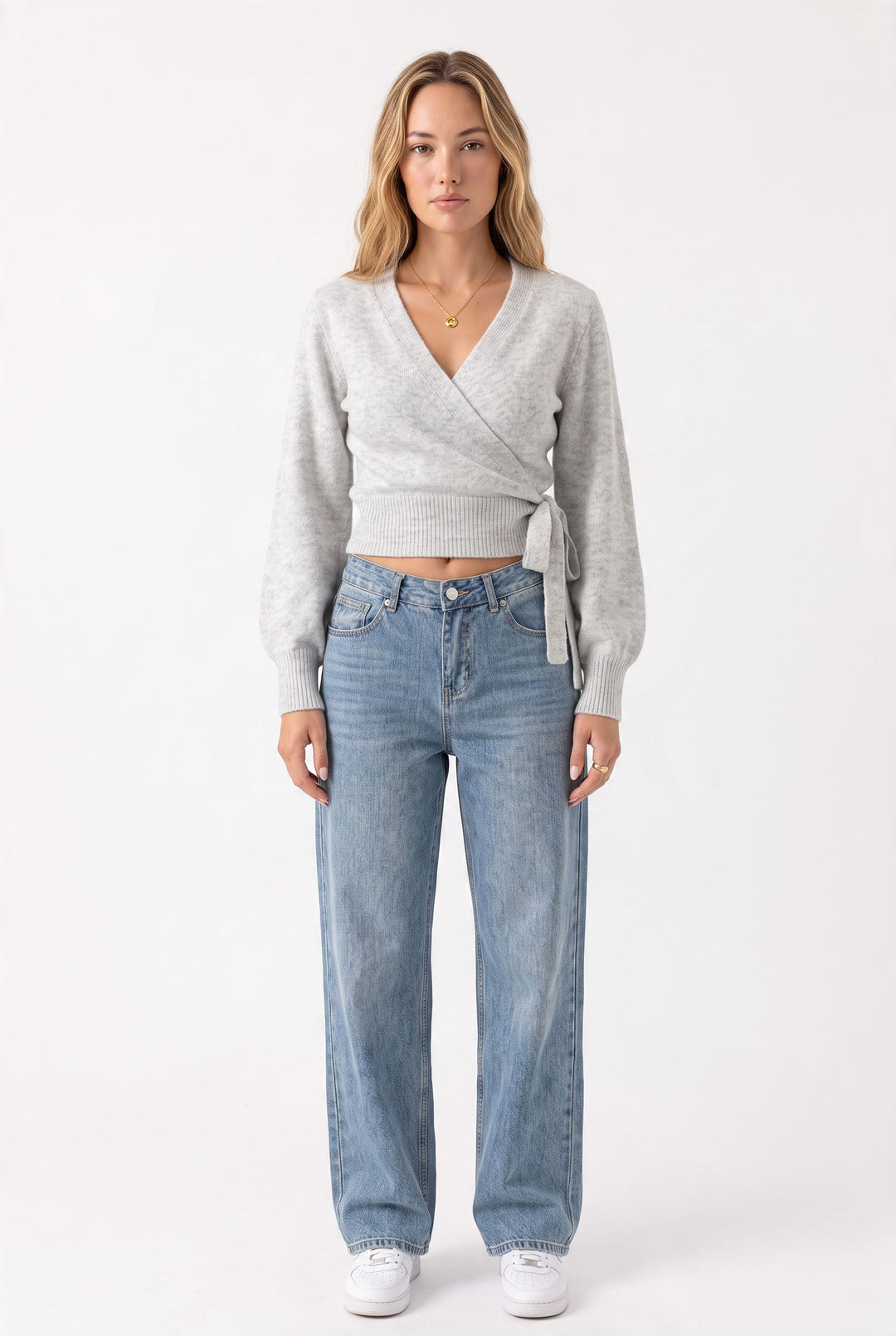 Valeria Elegant Wrap Knit Top