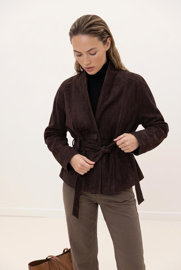 Elise Suede Belted Jacket