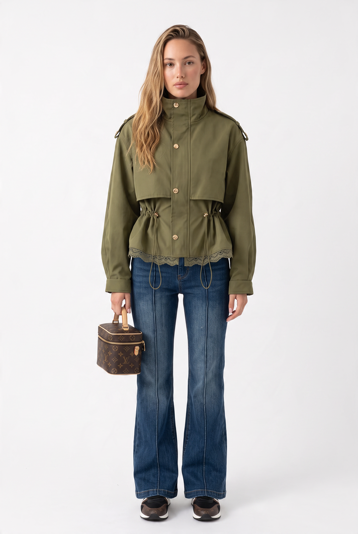 Elara Lace-Trim Utility Jacket