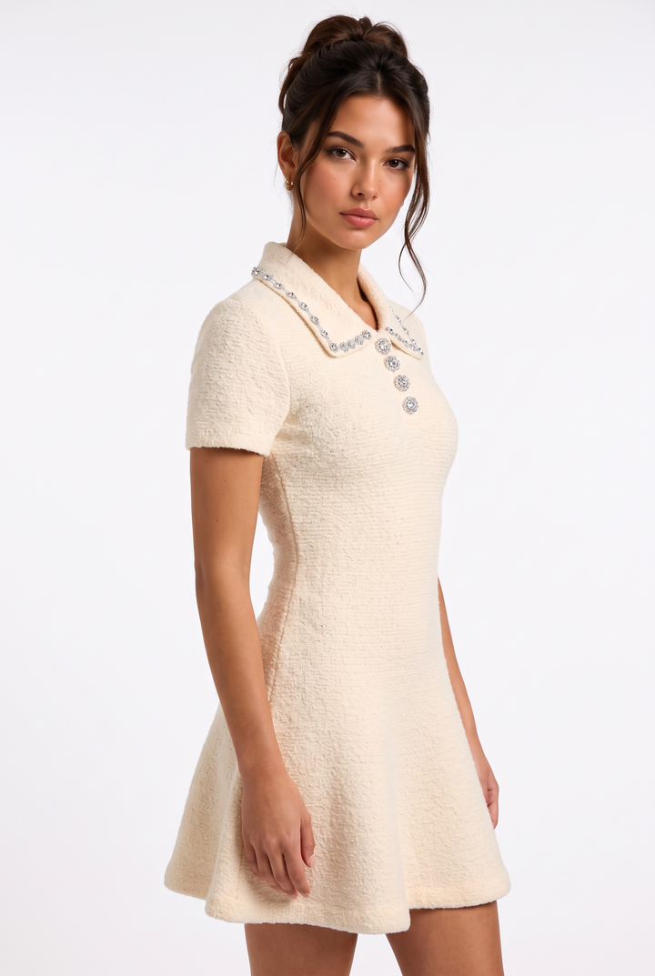 Plush Apricot Luxe Wool Knit Mini Dress