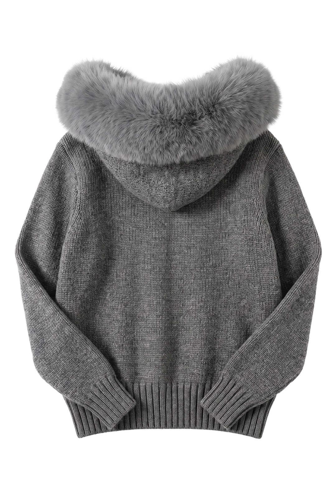 Fox Fur Collar Soft Wool Hooded jacket Top