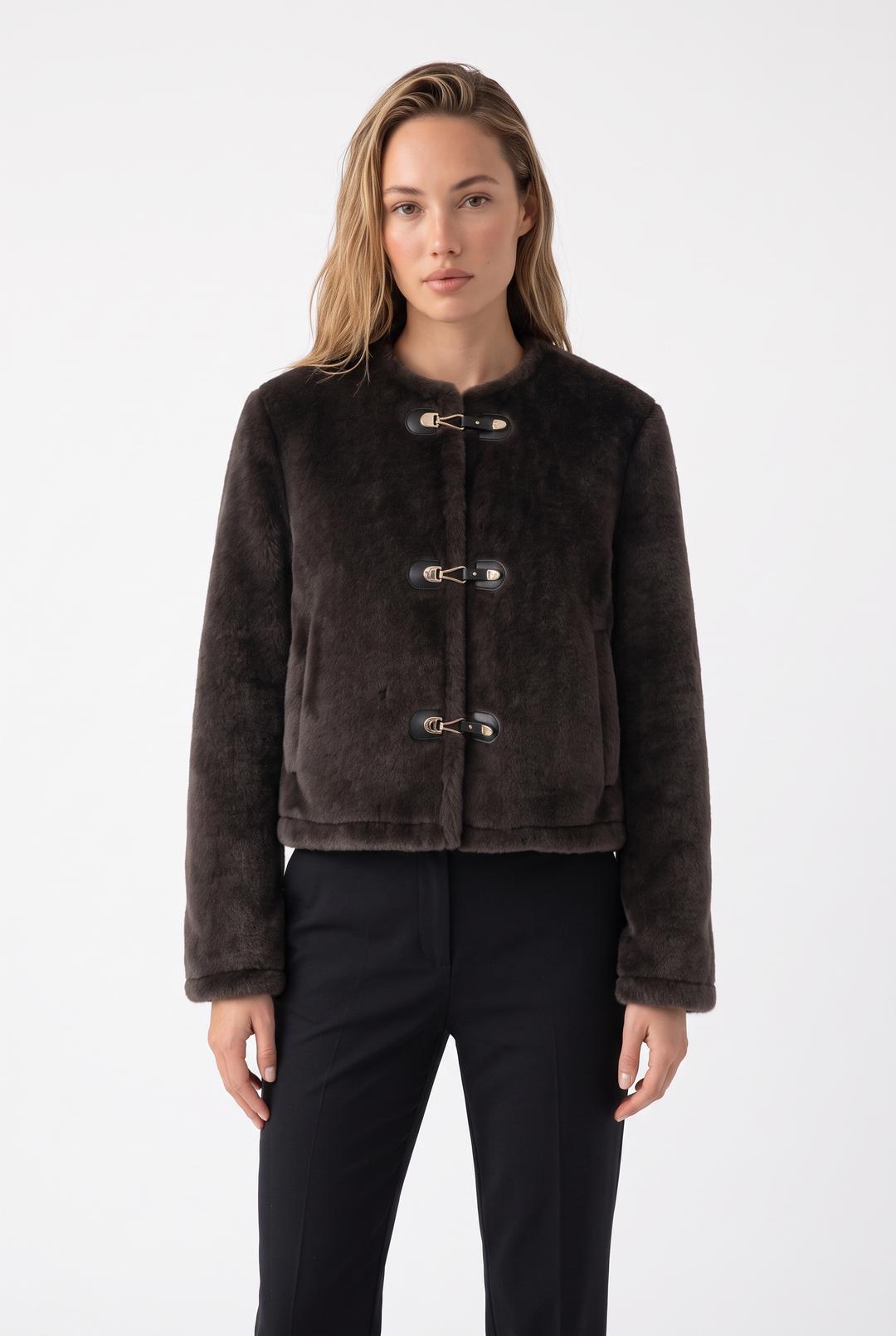 Arabella Luxe Buckle Fur Jacket