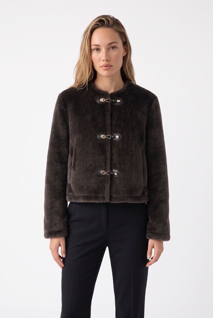 Arabella Luxe Buckle Fur Jacket