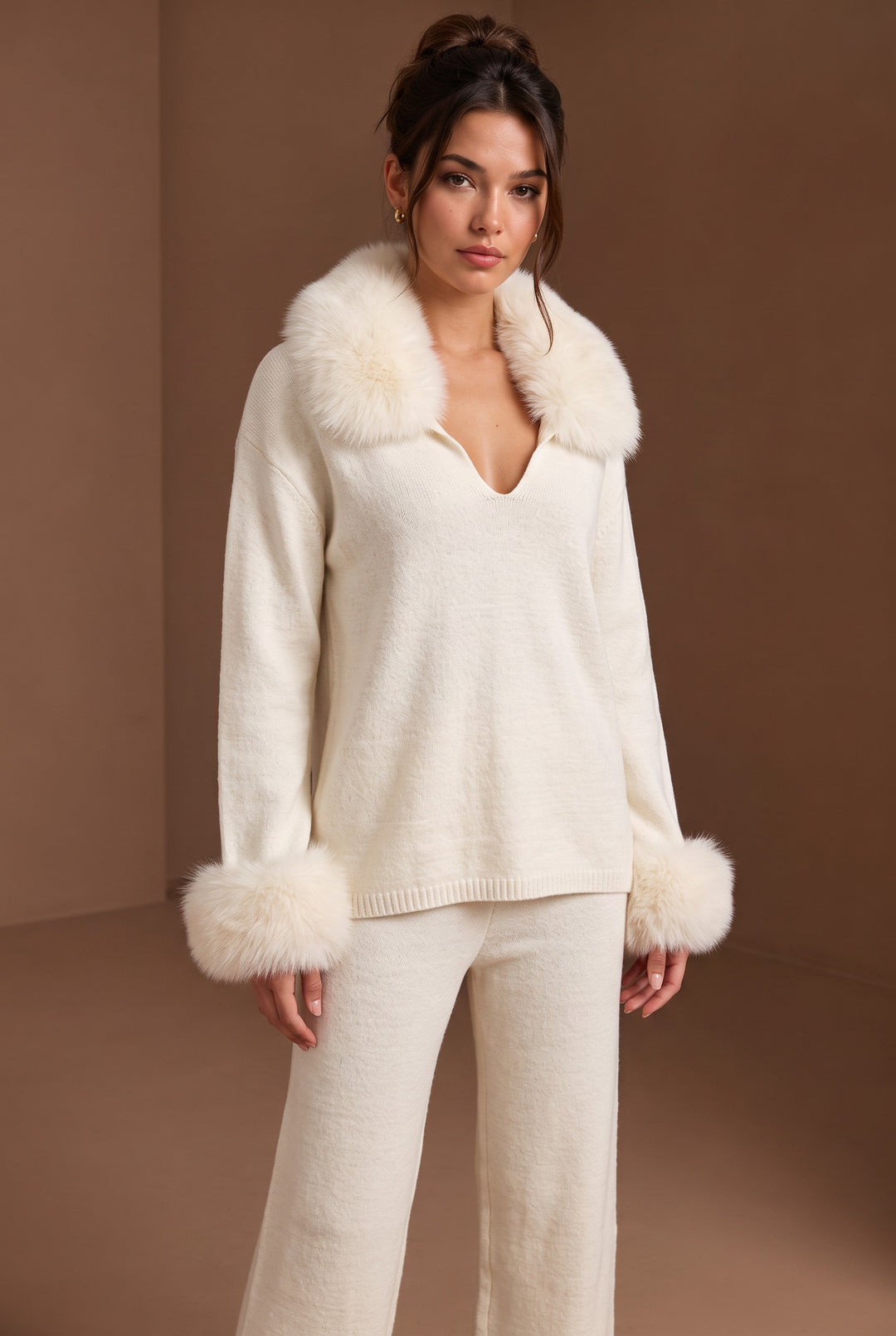 Serena Fur Collar Knit Set