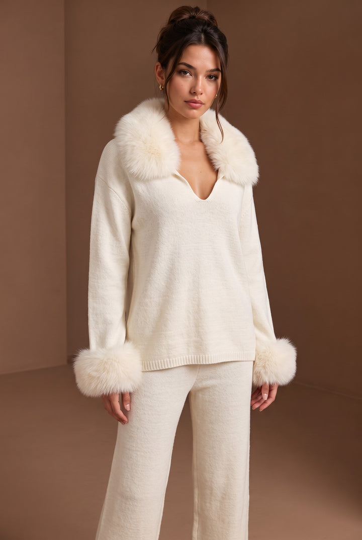 Serena Fur Collar Knit Set