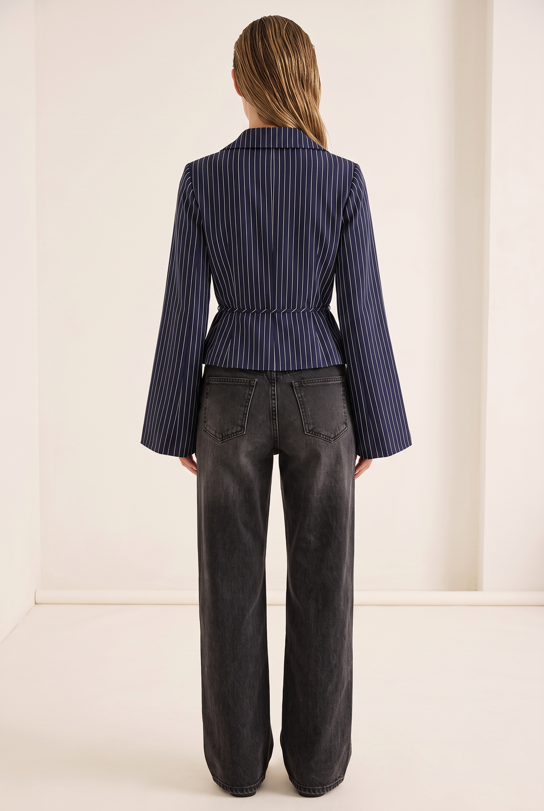Verona Pinstripe Wrap Blouse