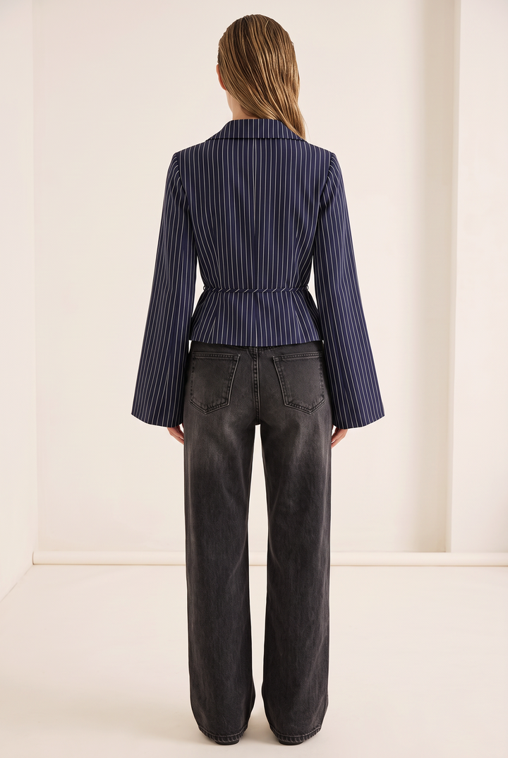 Verona Pinstripe Wrap Blouse