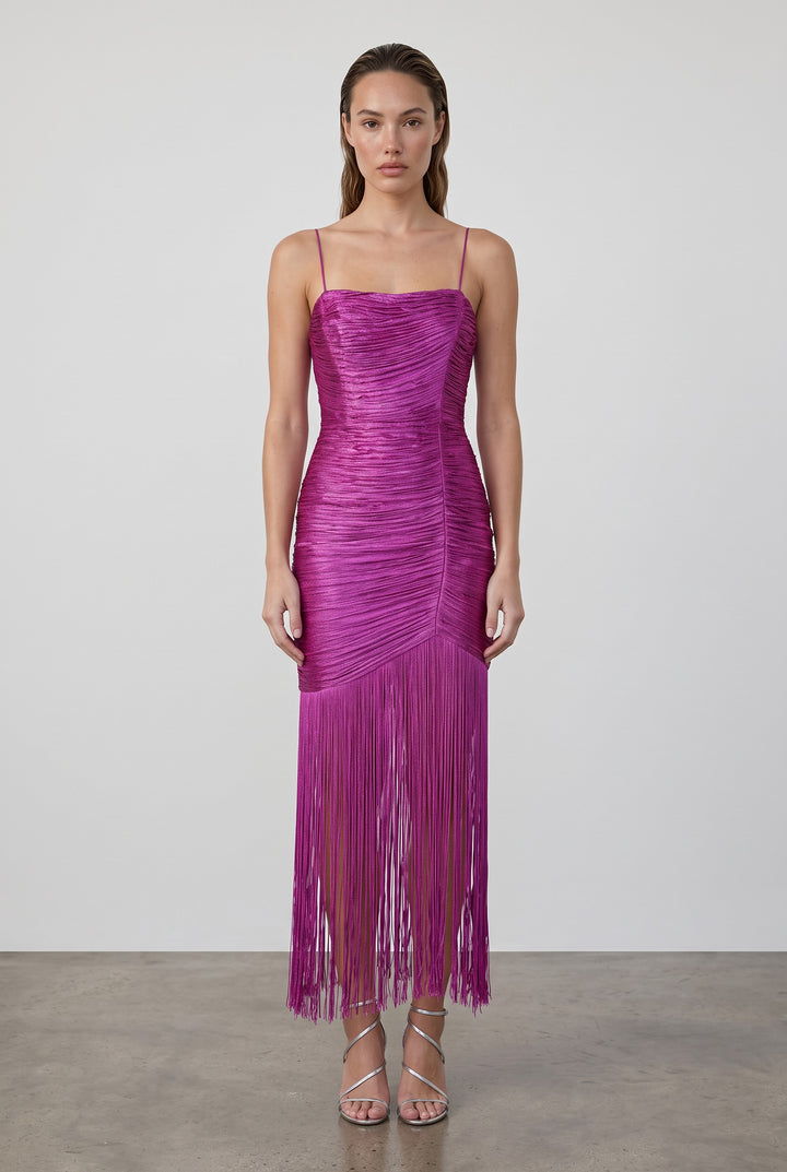 Elara Fringe Midi Dress