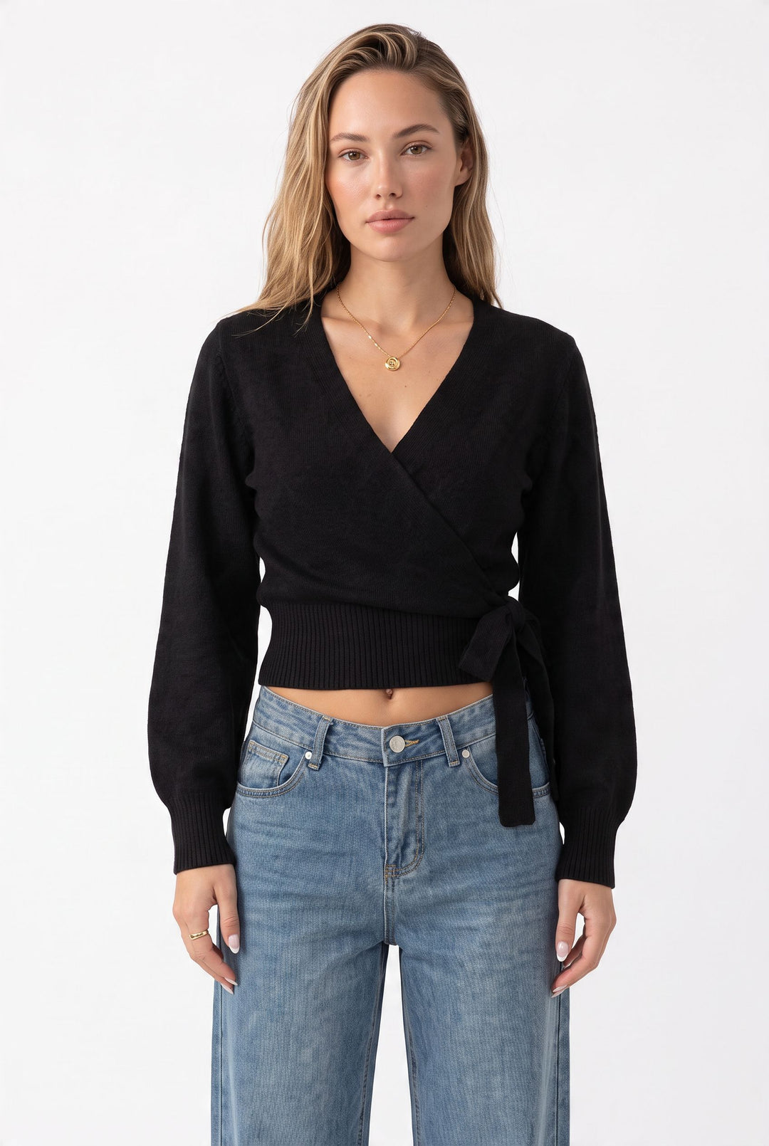 Valeria Elegant Wrap Knit Top