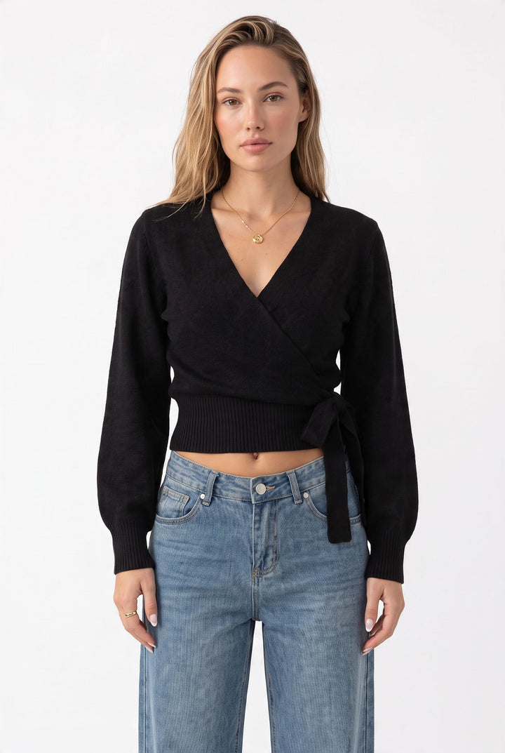 Valeria Elegant Wrap Knit Top
