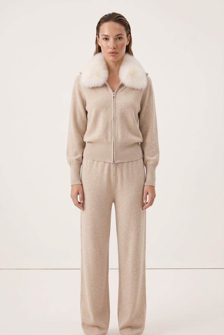 Celeste Fur Collar Knit Set