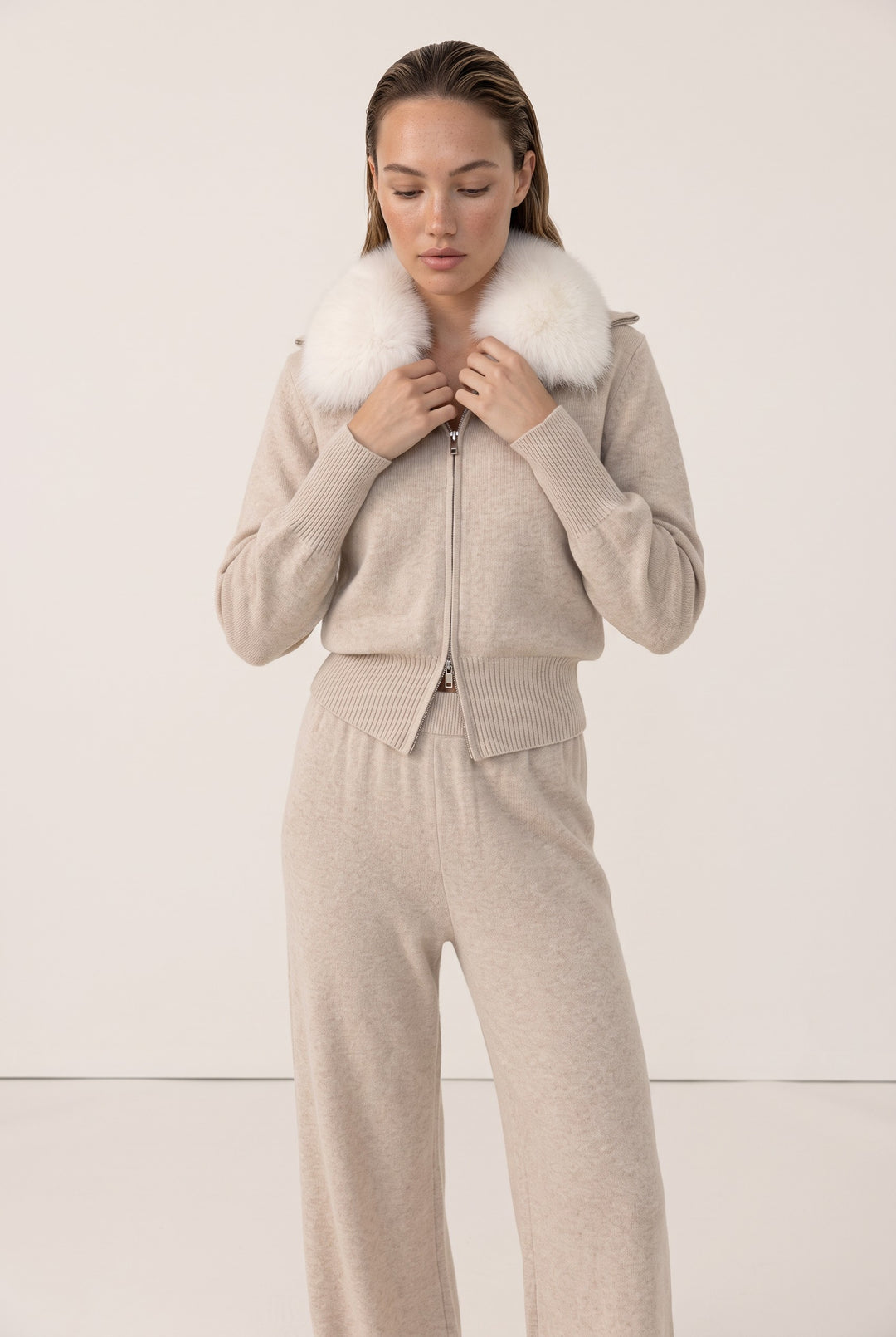 Celeste Fur Collar Knit Set