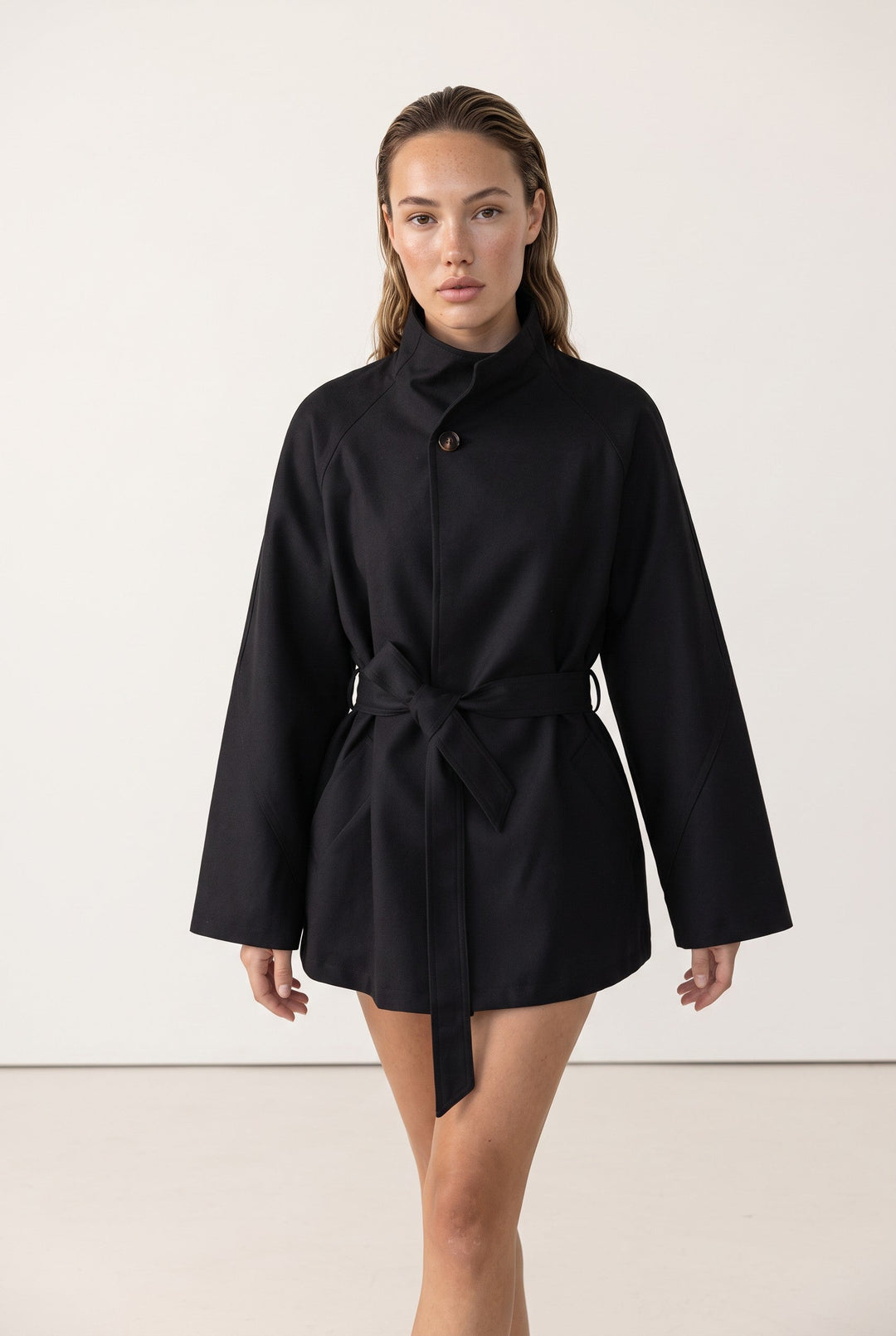 Aurelia Belted High-Neck Jacket