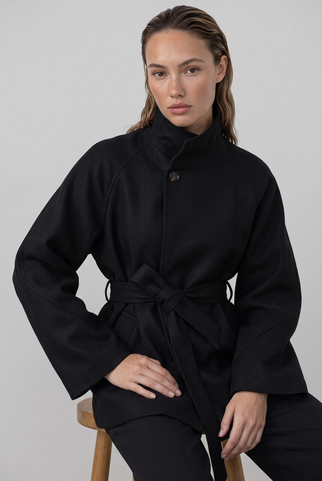 Aurelia Belted High-Neck Jacket