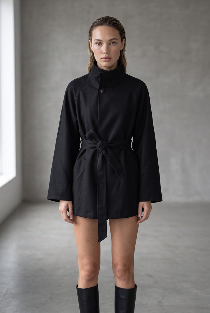 Aurelia Belted High-Neck Jacket