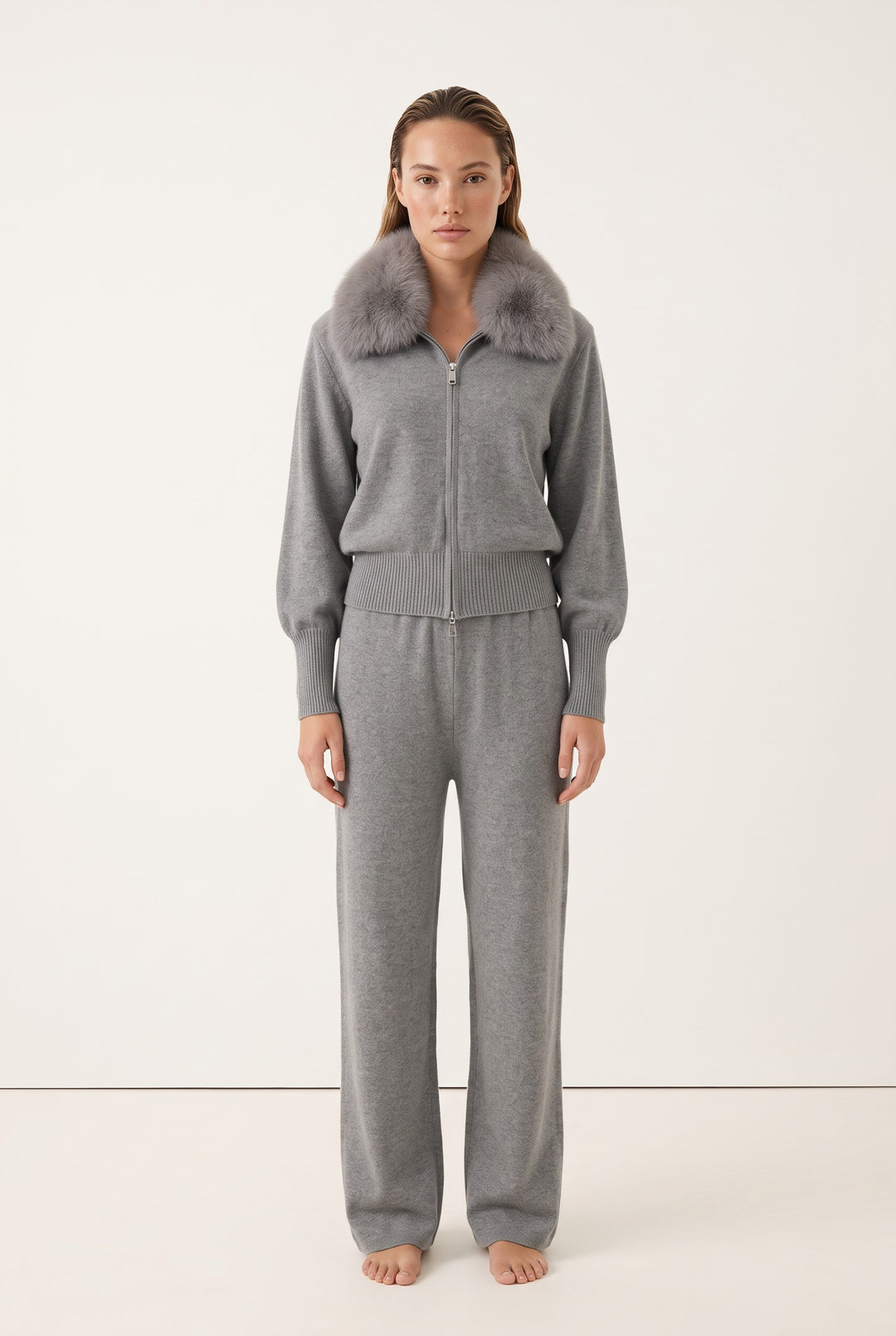 Celeste Fur Collar Knit Set