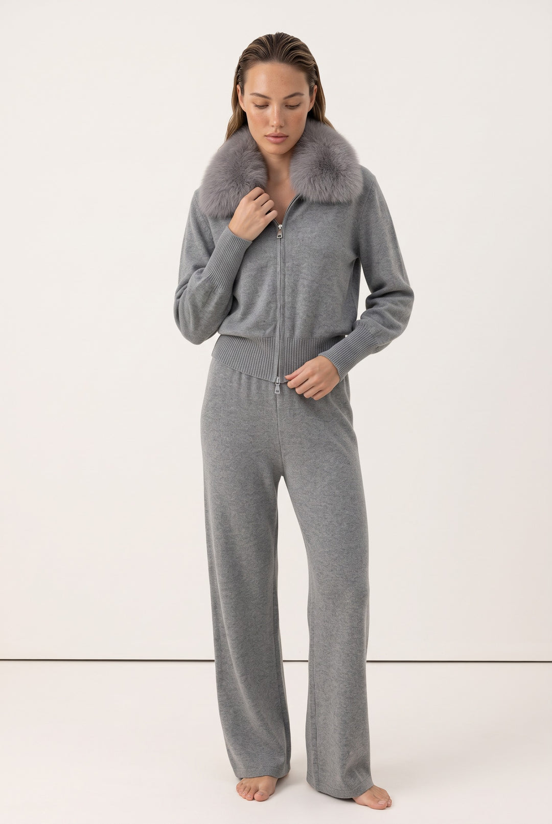 Celeste Fur Collar Knit Set