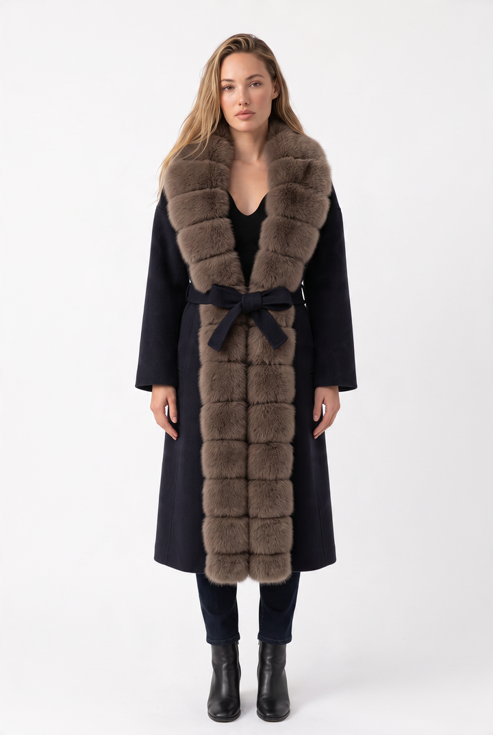 Midnight Luxe Fur  Long Coat