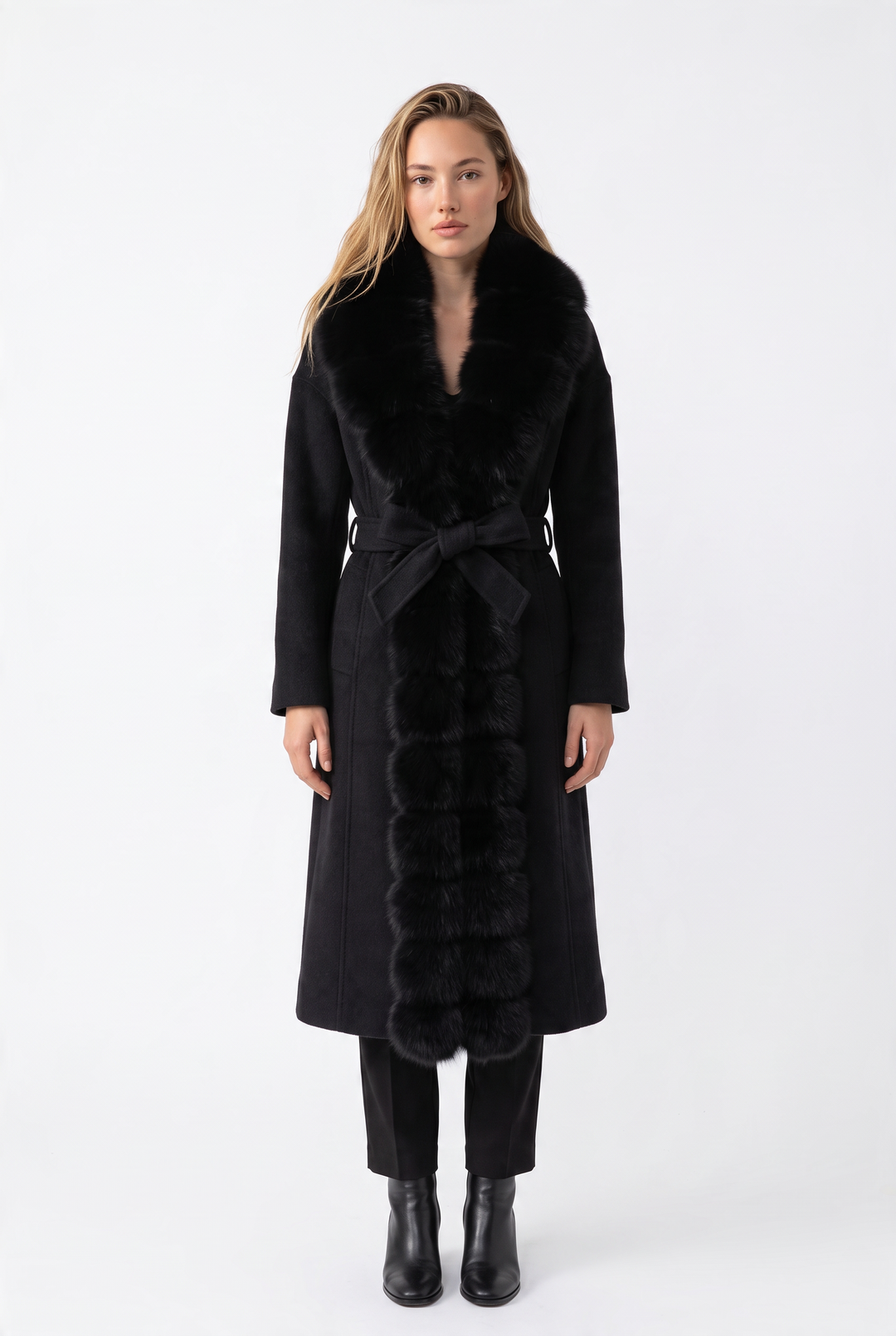 Midnight Luxe Fur  Long Coat