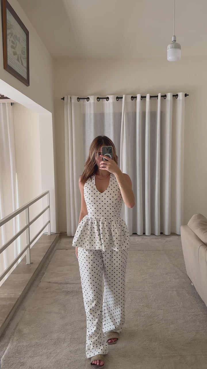 Monroe Polka Halter Backless Set
