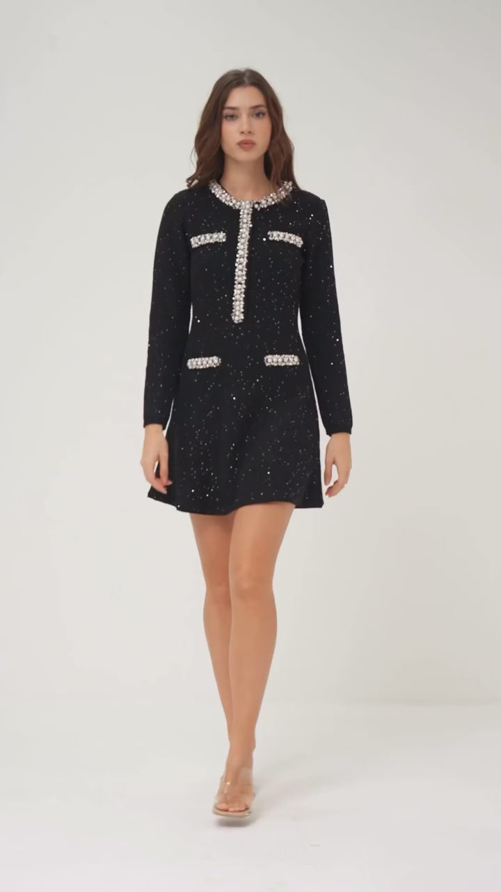 Averly pearl Luxe Sequin Knit Sparkle Mini Dress