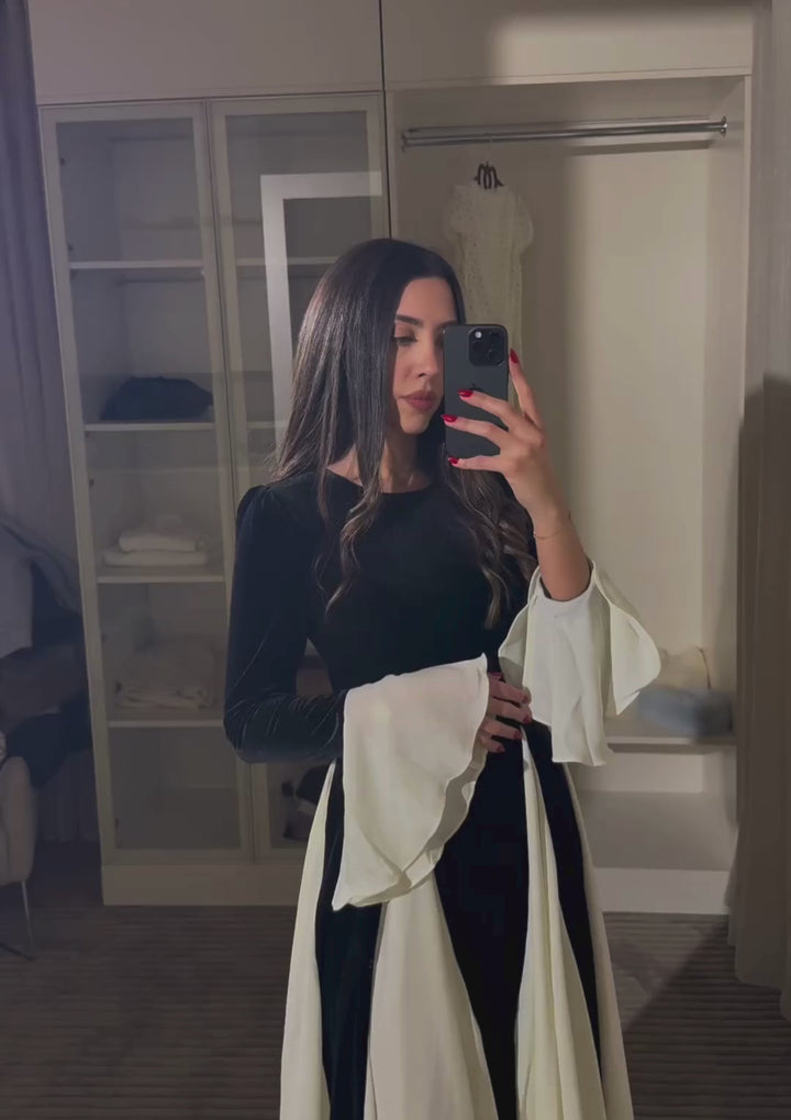 Flare Elegance in Monochrome Maxi Dress