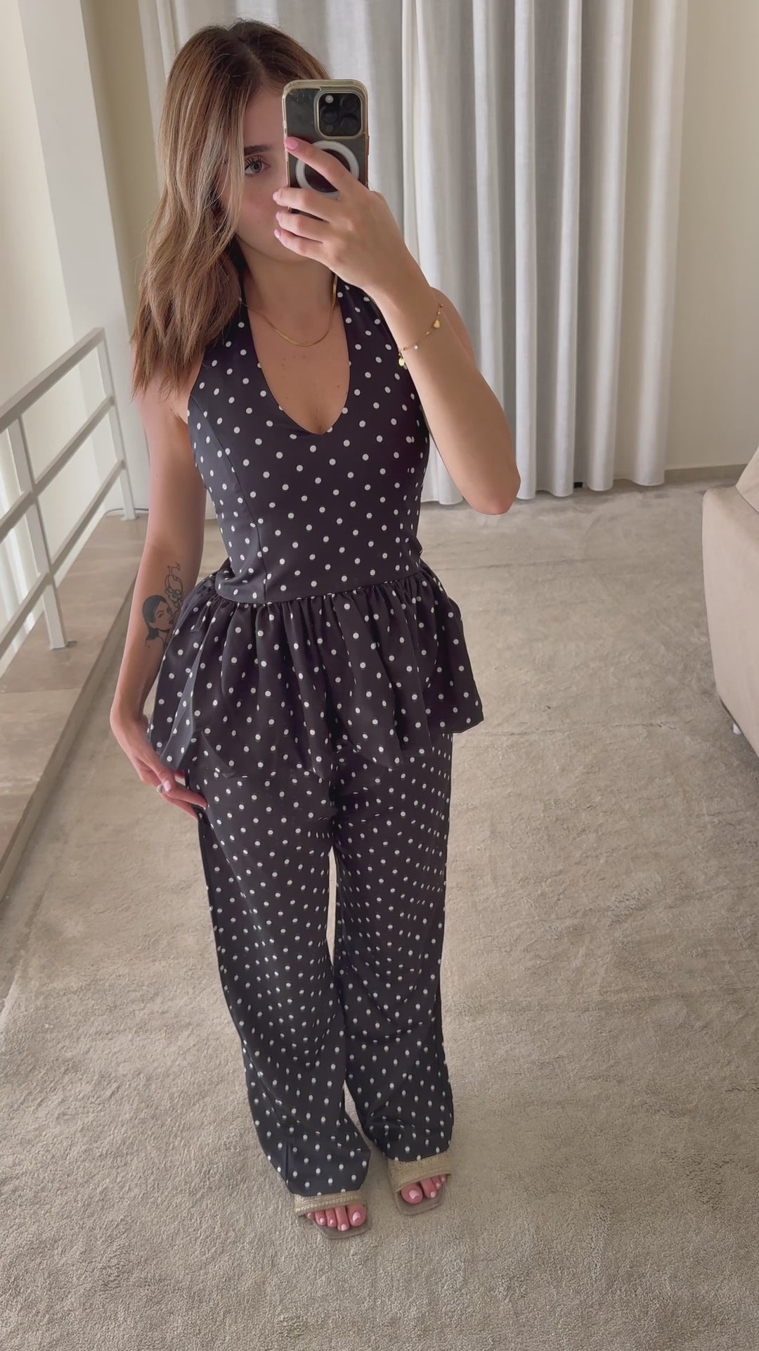 Monroe Polka Halter Backless Set